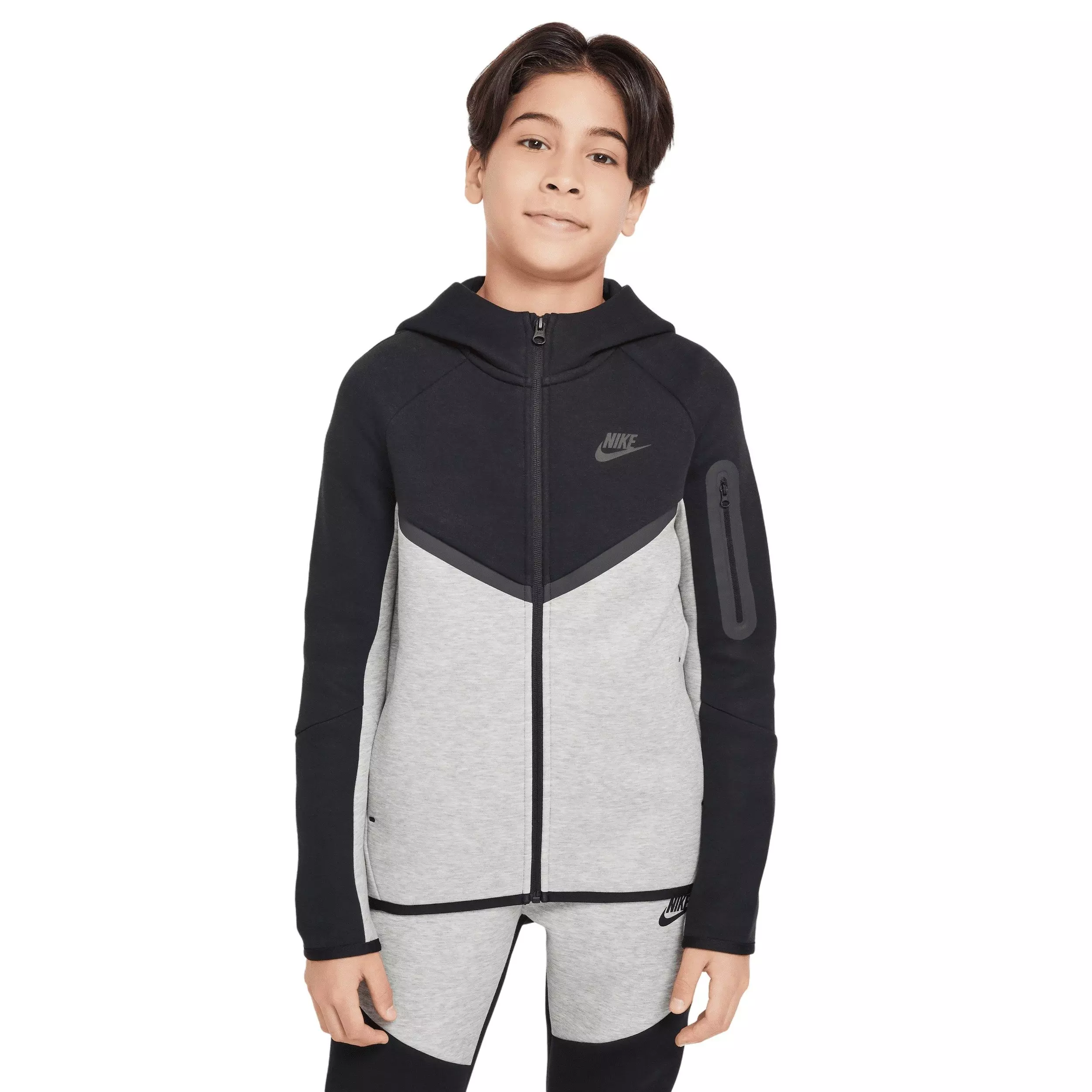 Nike Sportswear Tech Fleece Big Boys' Hooded Zipper Jacket - Grey